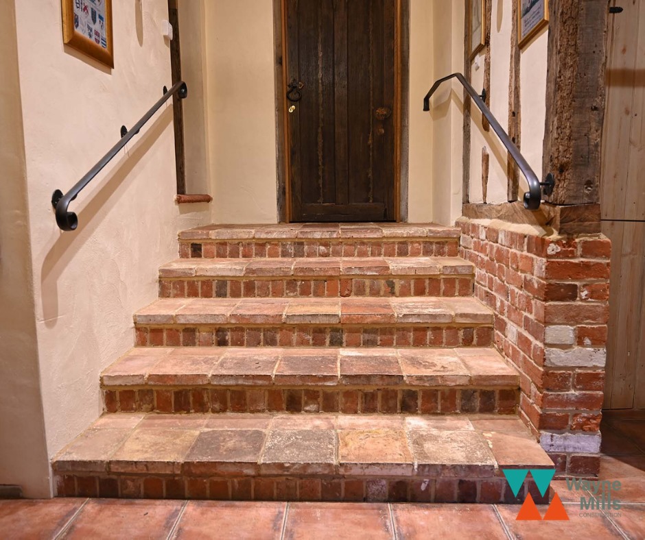 Barn conversion, brickwork steps, Suffolk builder